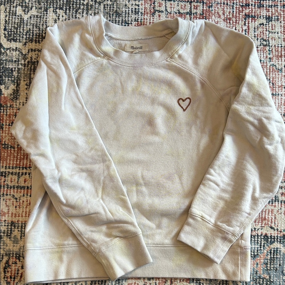 Madewell Cream Heart Embroidered Sweater